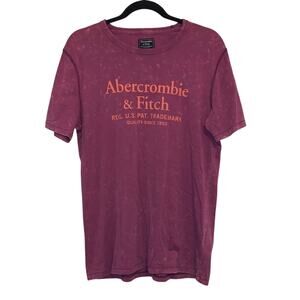Abercrombie & Fitch Graphic Logo T-Shirt Medium Purple Acid Wash Vintage Style